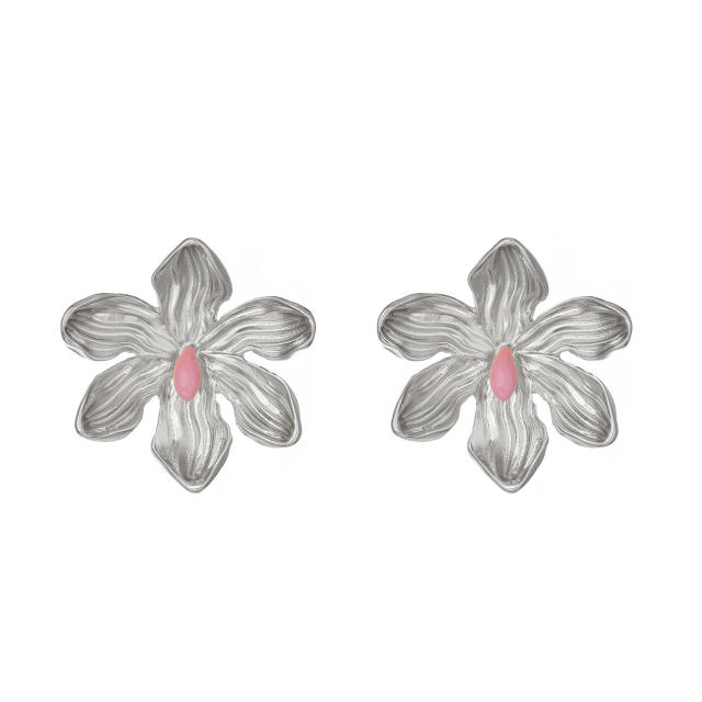 Chunky bloom flower petal colorful earrings for women