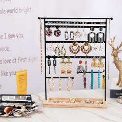 7 layer 80 holes black metal material jewelry display stand