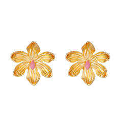 Chunky bloom flower petal colorful earrings for women