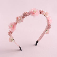 INS sweet pink color fabric flower headband
