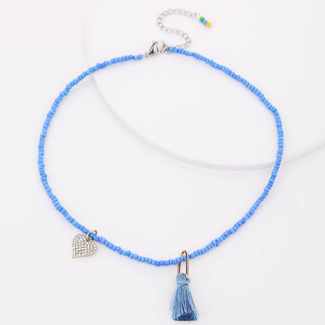 Boho colorful seed bead handmade choker necklace
