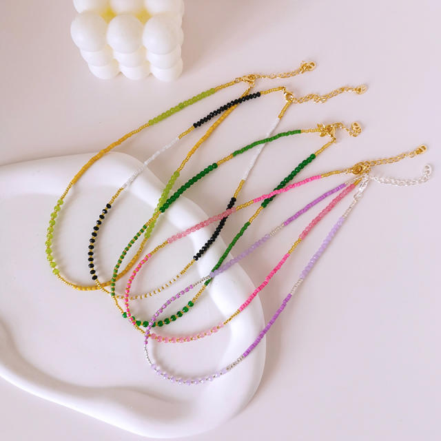 Y2K ins trend colorful bead choker necklace
