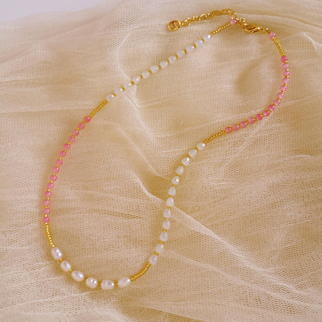 INS holiday trend colorful seed bead water pearl choker necklace