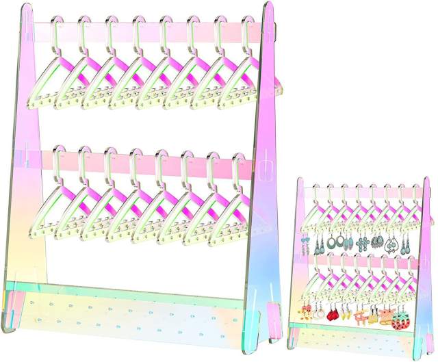 Rainbow color clear acrylic cute jewelry display stand