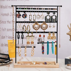 7 layer 80 holes black metal material jewelry display stand