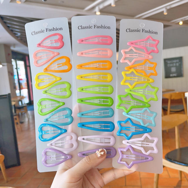 Korean fashion plain color snap hair clips set for kids