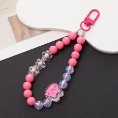 Sweet acrylic bead cute bear heart keychain bag accessory