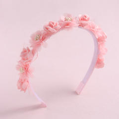 INS sweet pink color fabric flower headband