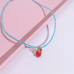 Y2K light blue color beaded choker necklace