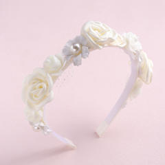 INS sweet pink color fabric flower headband
