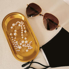 Chic pearl bead hollow camellia women glasses chain