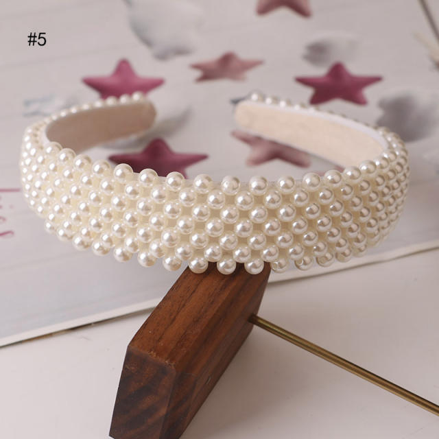 Elegant braid pearl bead easy match padded headband