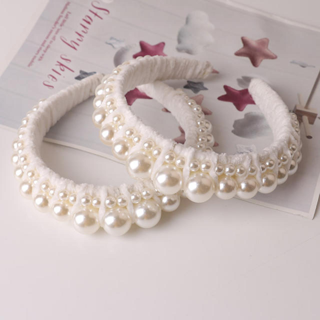 Elegant braid pearl bead easy match padded headband