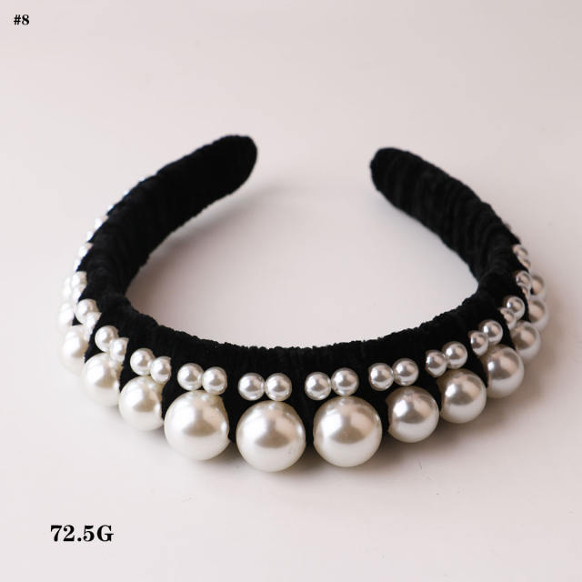 Elegant braid pearl bead easy match padded headband