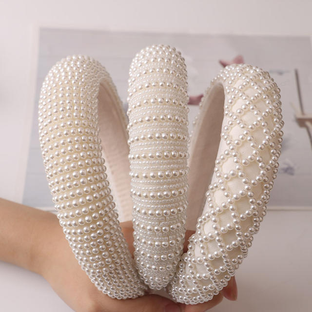 Elegant braid pearl bead easy match padded headband