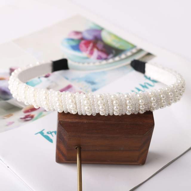 Elegant handmade braid pearl bead wedding headband