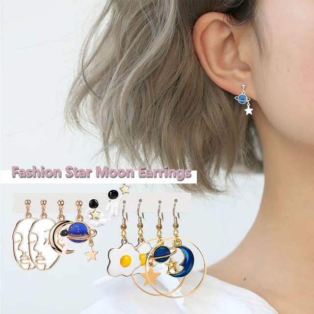 Sweet cartoon mushroom strawberry resin earrings set