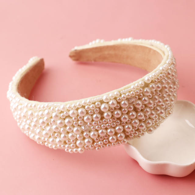 Handmade baroque pearl bead wide headband