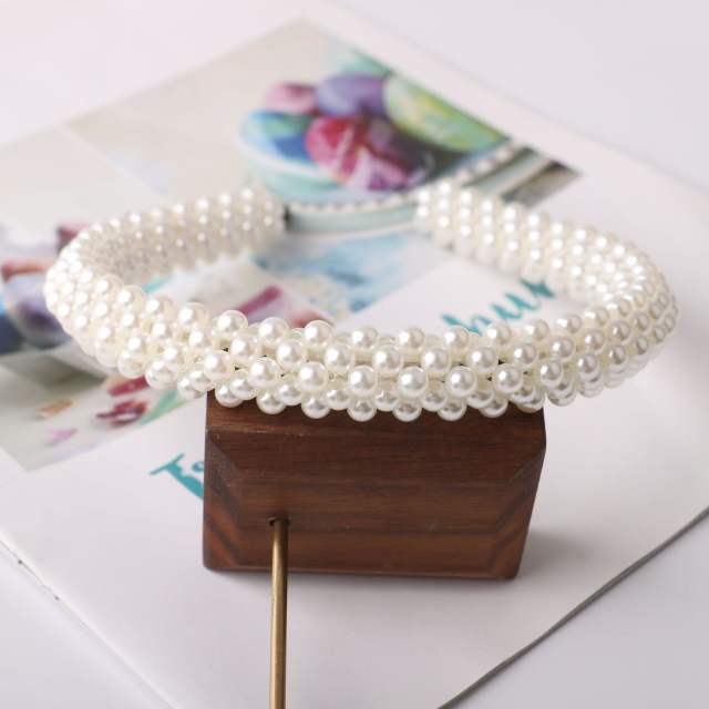 Elegant handmade braid pearl bead wedding headband