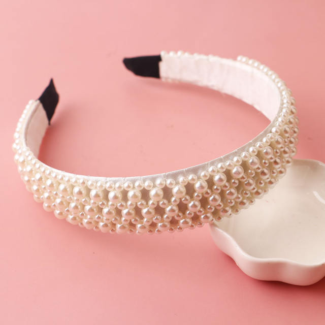 Handmade baroque pearl bead wide headband