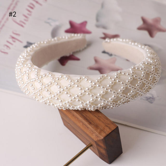 Elegant braid pearl bead easy match padded headband