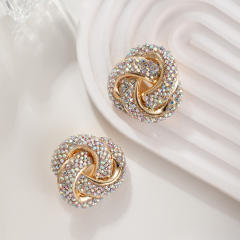 Chunky rainbow rhinestone star twisted earrings