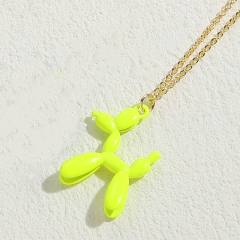 Color enamel balloon dog pendant copper necklace
