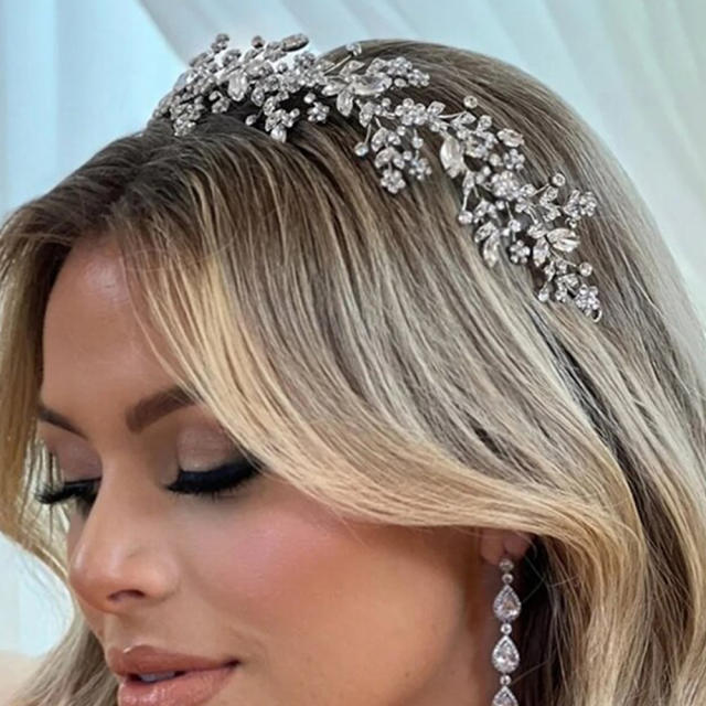 Luxury cubic zircon setting sweet flower wedding headband