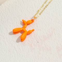 Color enamel balloon dog pendant copper necklace