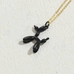 Color enamel balloon dog pendant copper necklace