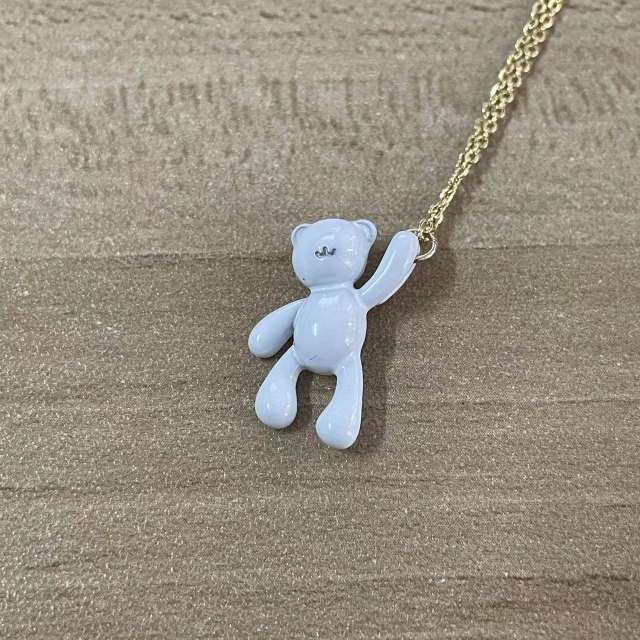 Summer dopamine color enamel cute bear pendant necklace