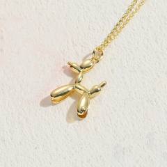 Color enamel balloon dog pendant copper necklace