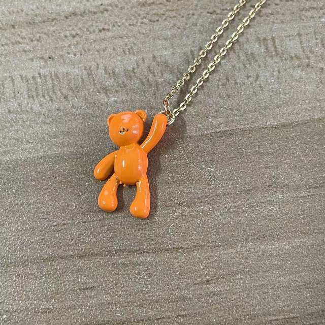 Summer dopamine color enamel cute bear pendant necklace