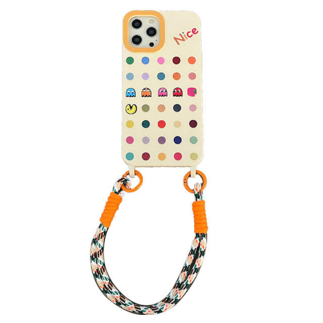 Creative funny pink cartoon phone case with strap for iphone