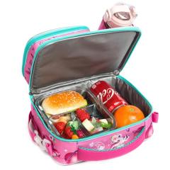Cartoon school lunch bag with water cup holder