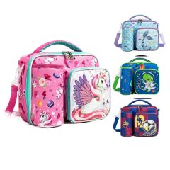 Cartoon school lunch bag with water cup holder