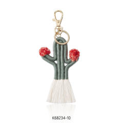 Boho handmade colorful cactus plants keychain