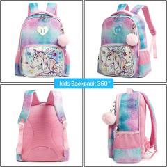 16 inch 3pcs unicorn Dinosaur school bag lunch bag pencial case set