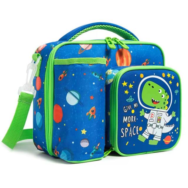 Cartoon school lunch bag with water cup holder