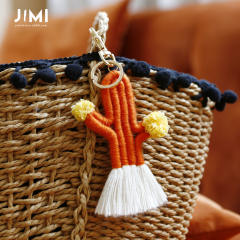 Boho handmade colorful cactus plants keychain