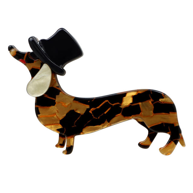 Cute cartoon dachshund acrylic brooch