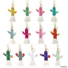 Boho handmade colorful cactus plants keychain