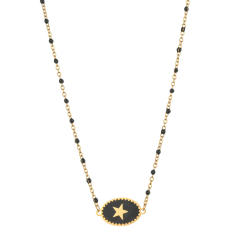 Boho color enamel oval pendant star stainless steel dainty necklace