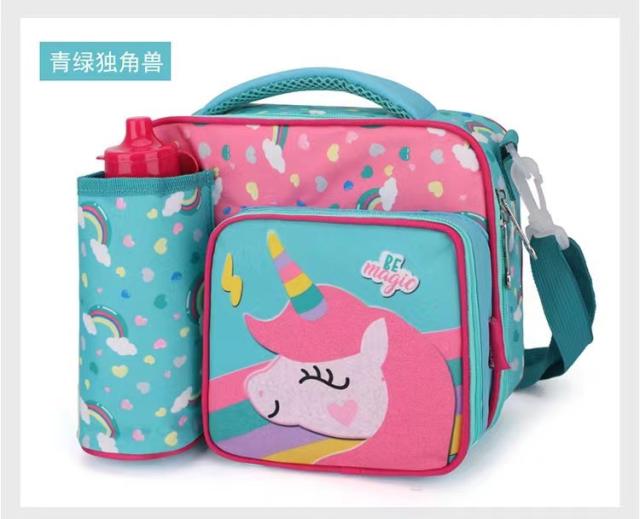 Cartoon school lunch bag with water cup holder