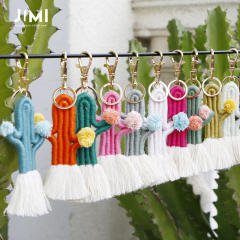 Boho handmade colorful cactus plants keychain