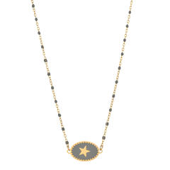 Boho color enamel oval pendant star stainless steel dainty necklace