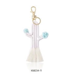 Boho handmade colorful cactus plants keychain