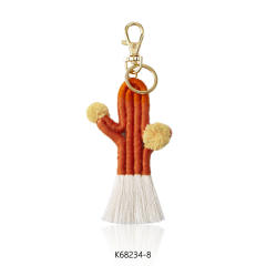 Boho handmade colorful cactus plants keychain
