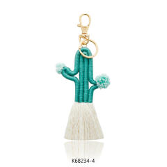 Boho handmade colorful cactus plants keychain