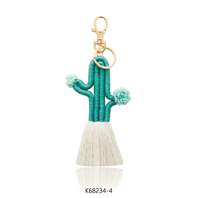 Boho handmade colorful cactus plants keychain